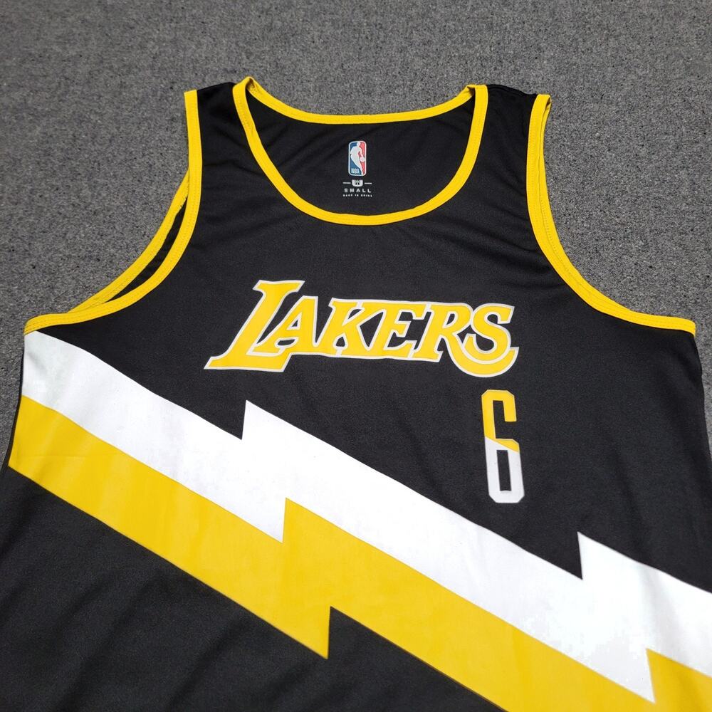 LA Lakers Jersey Mens Small Black White Yellow LeBron James 6 Tank Top Shirt NBA